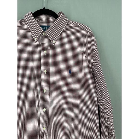 Vintage Ralph Lauren Shirt Mens XL Red Check Plaid Button Down Pony Cotton - Picture 5 of 9